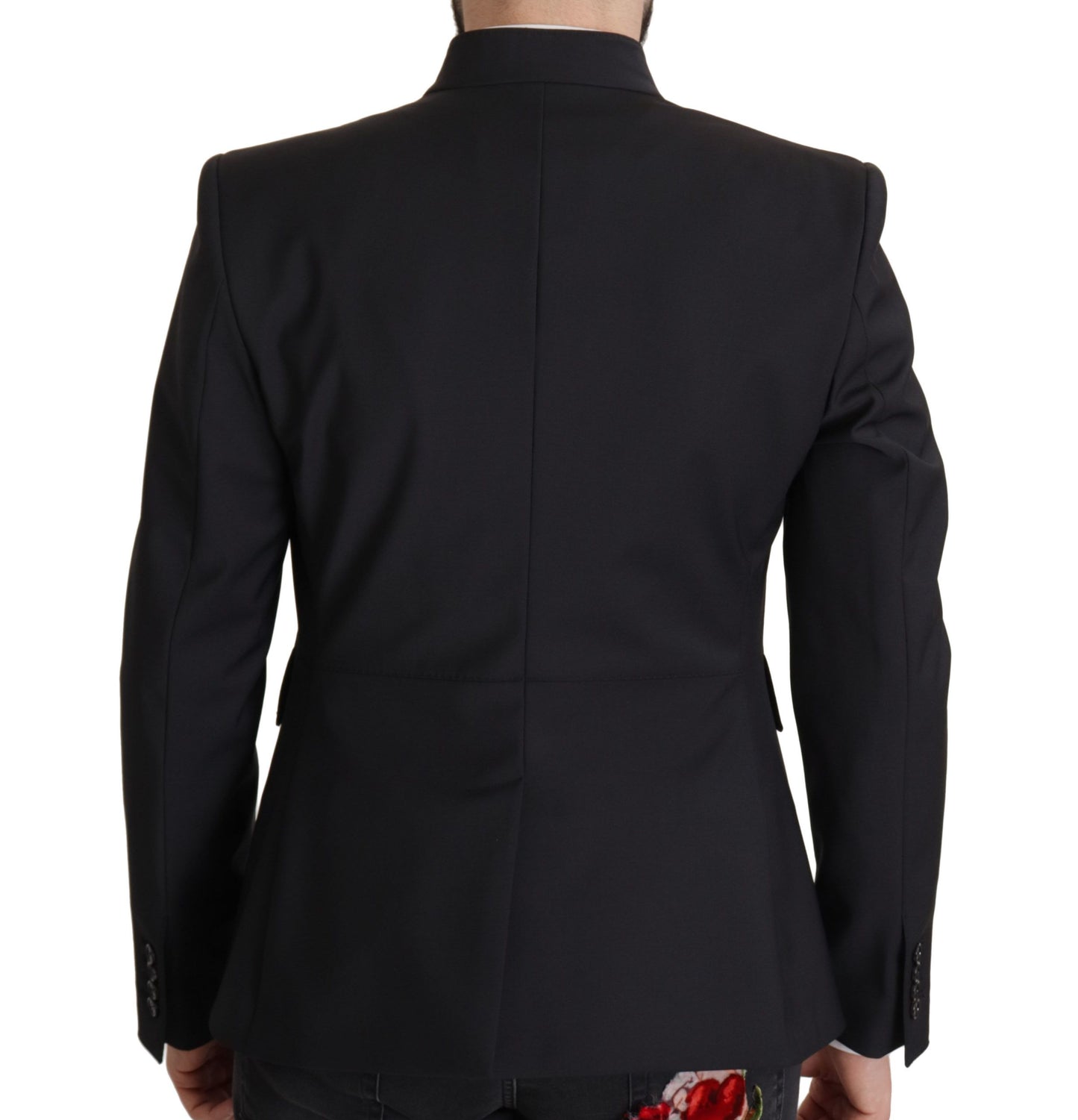 Dolce & Gabbana Manteau en laine noire à simple boutonnage pour homme