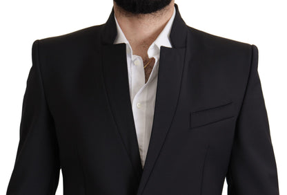 Dolce & Gabbana Manteau en laine noire à simple boutonnage pour homme