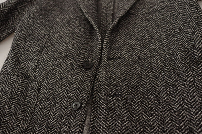 Blazer Dolce & Gabbana gris en coton fantaisie à simple boutonnage