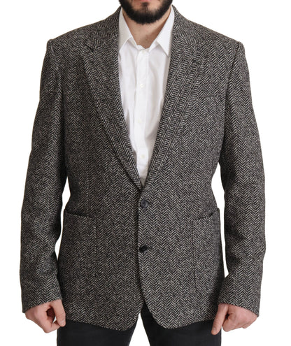 Blazer Dolce & Gabbana gris en coton fantaisie à simple boutonnage