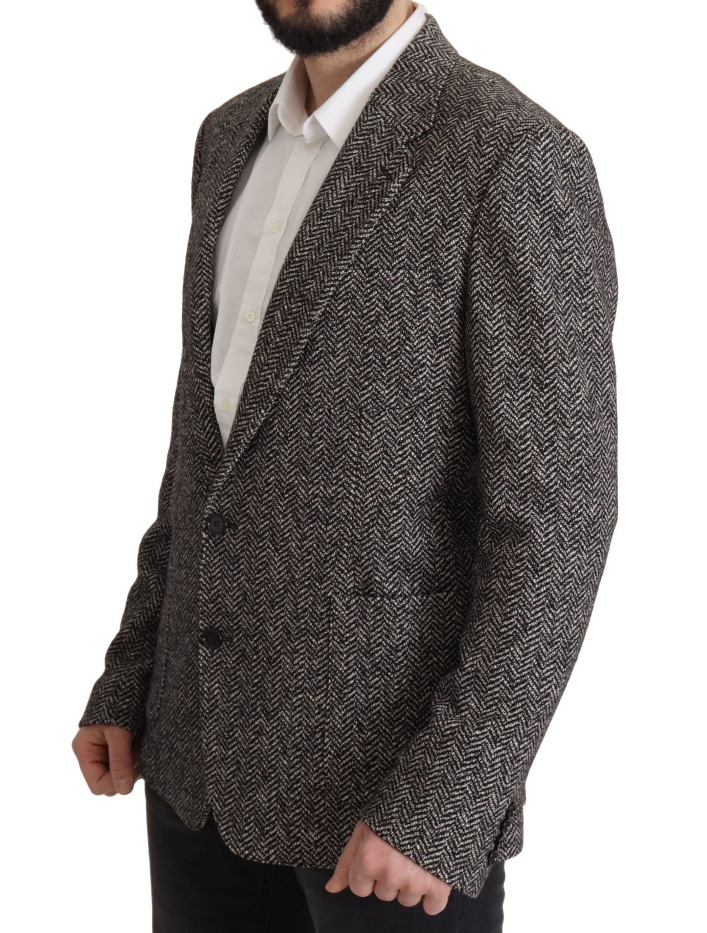 Blazer Dolce & Gabbana gris en coton fantaisie à simple boutonnage