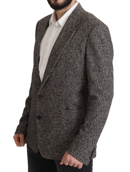 Blazer Dolce & Gabbana gris en coton fantaisie à simple boutonnage