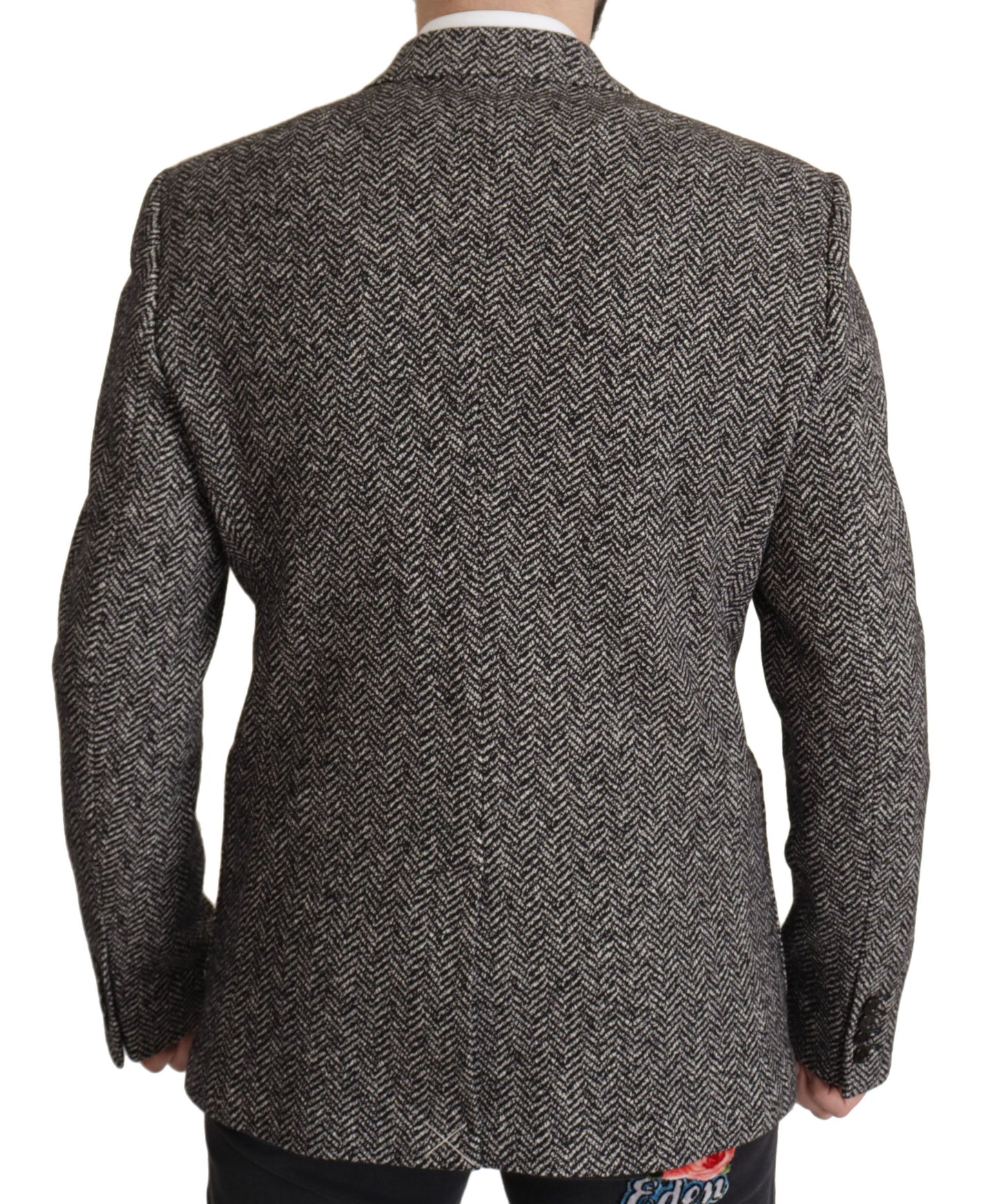 Blazer Dolce & Gabbana gris en coton fantaisie à simple boutonnage