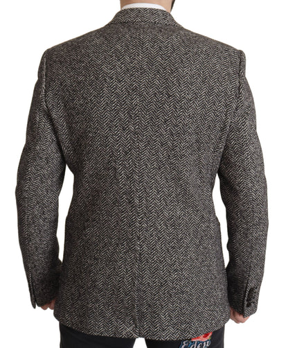 Blazer Dolce & Gabbana gris en coton fantaisie à simple boutonnage