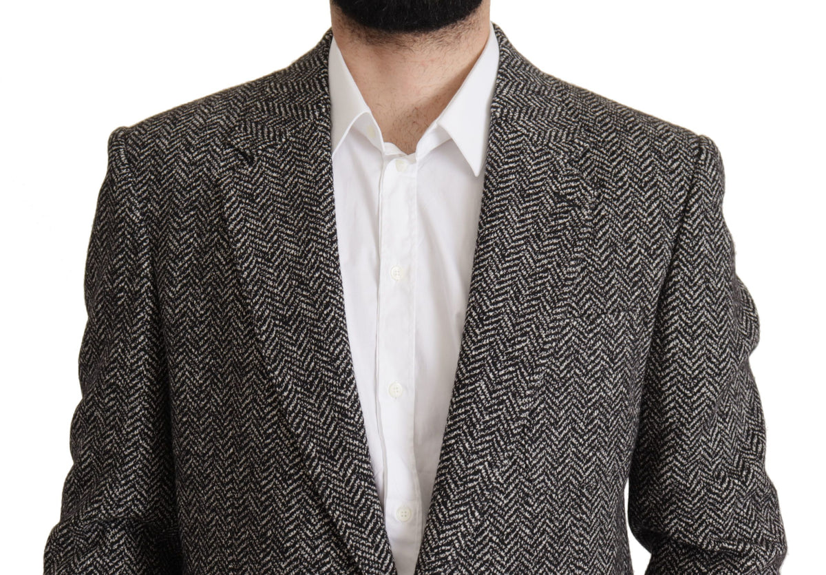 Blazer Dolce & Gabbana gris en coton fantaisie à simple boutonnage