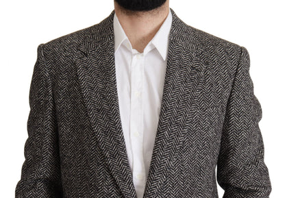 Blazer Dolce & Gabbana gris en coton fantaisie à simple boutonnage