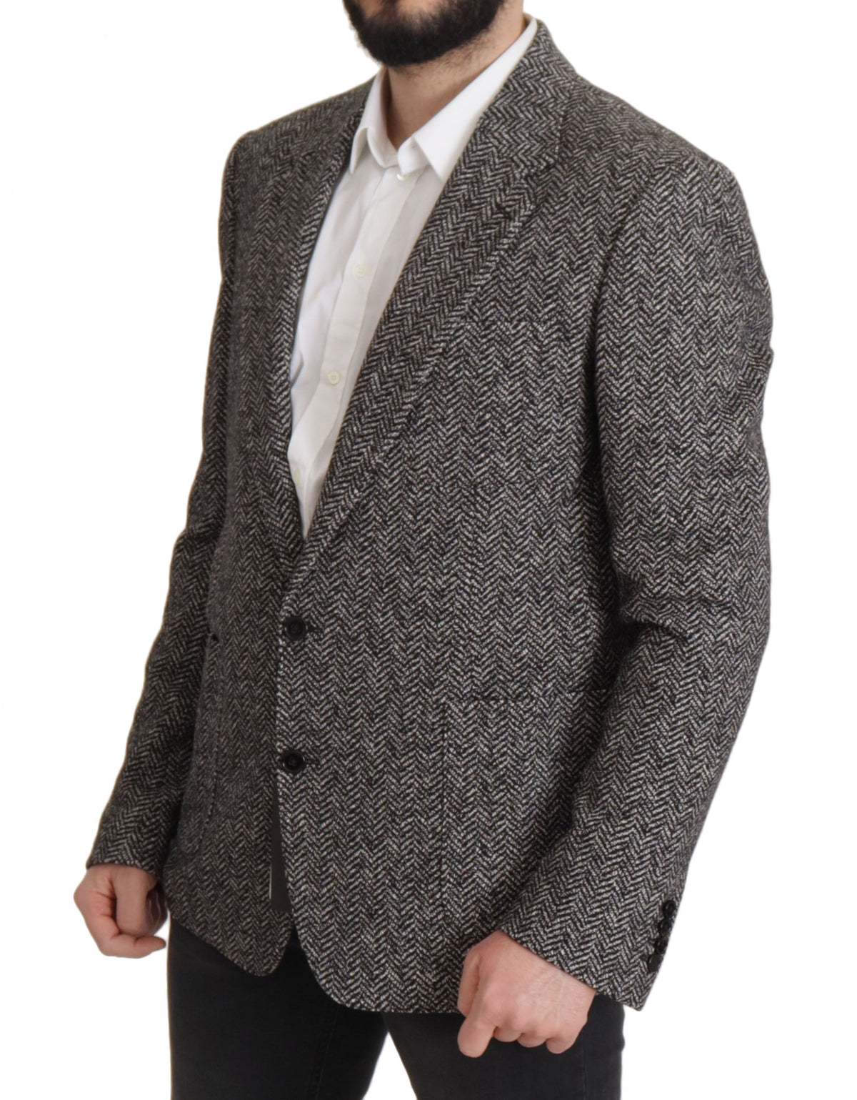 Blazer Dolce & Gabbana gris en coton fantaisie à simple boutonnage