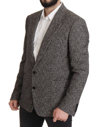 Blazer Dolce & Gabbana gris en coton fantaisie à simple boutonnage