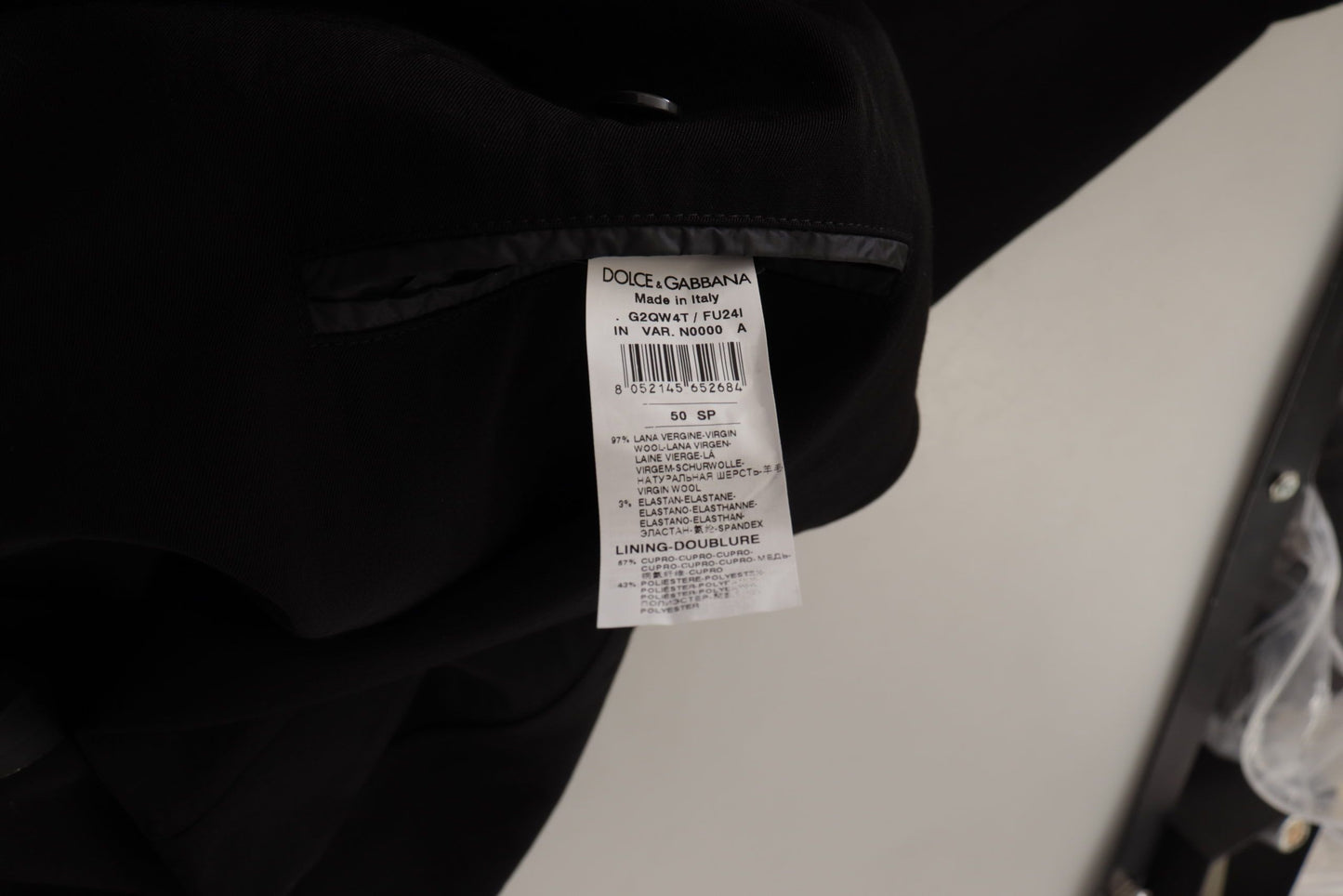 Manteau-blazer simple boutonnage en laine noire Dolce & Gabbana