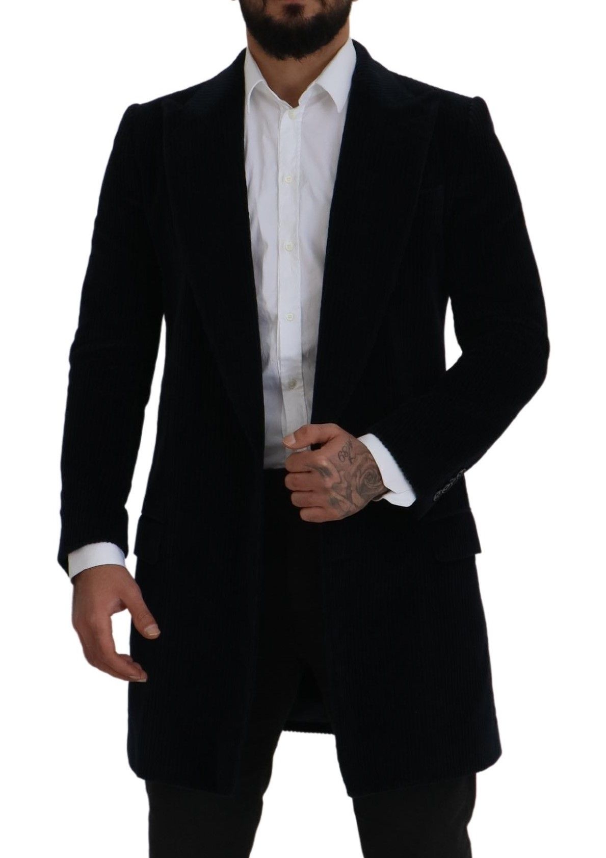 Dolce & Gabbana Manteau long homme en coton noir
