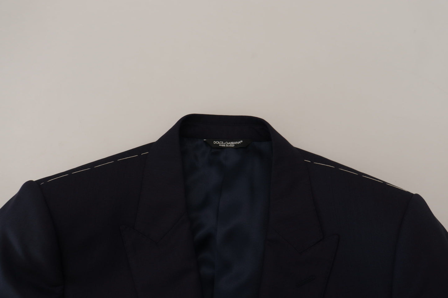 Blazer Manteau Droit en Laine Bleu Dolce & Gabbana