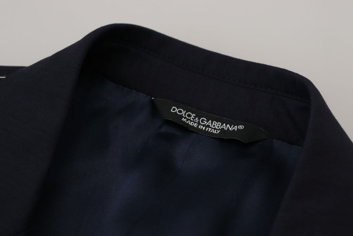 Blazer Manteau Droit en Laine Bleu Dolce & Gabbana