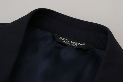 Blazer Manteau Droit en Laine Bleu Dolce & Gabbana