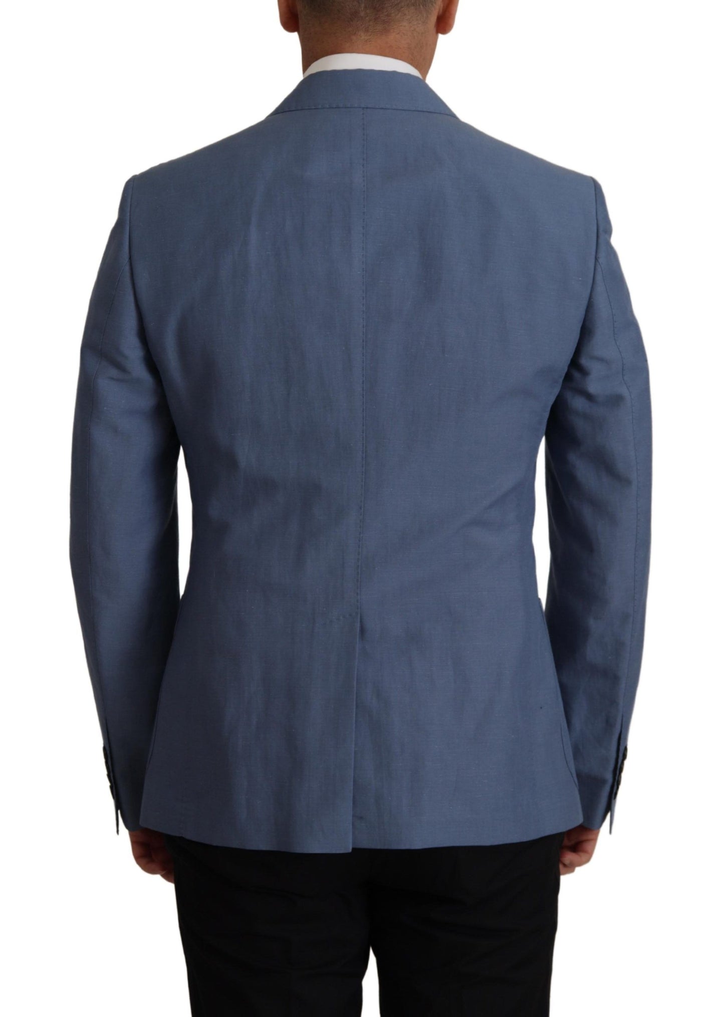Veste Blazer Bleu Droite à Logo Dolce & Gabbana