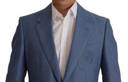 Veste Blazer Bleu Droite à Logo Dolce & Gabbana