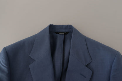 Veste Blazer Bleu Droite à Logo Dolce & Gabbana