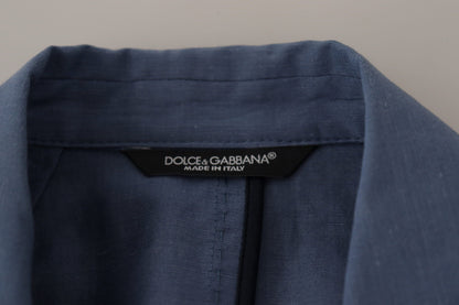 Veste Blazer Bleu Droite à Logo Dolce & Gabbana