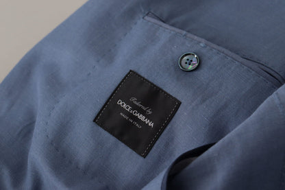 Veste Blazer Bleu Droite à Logo Dolce & Gabbana