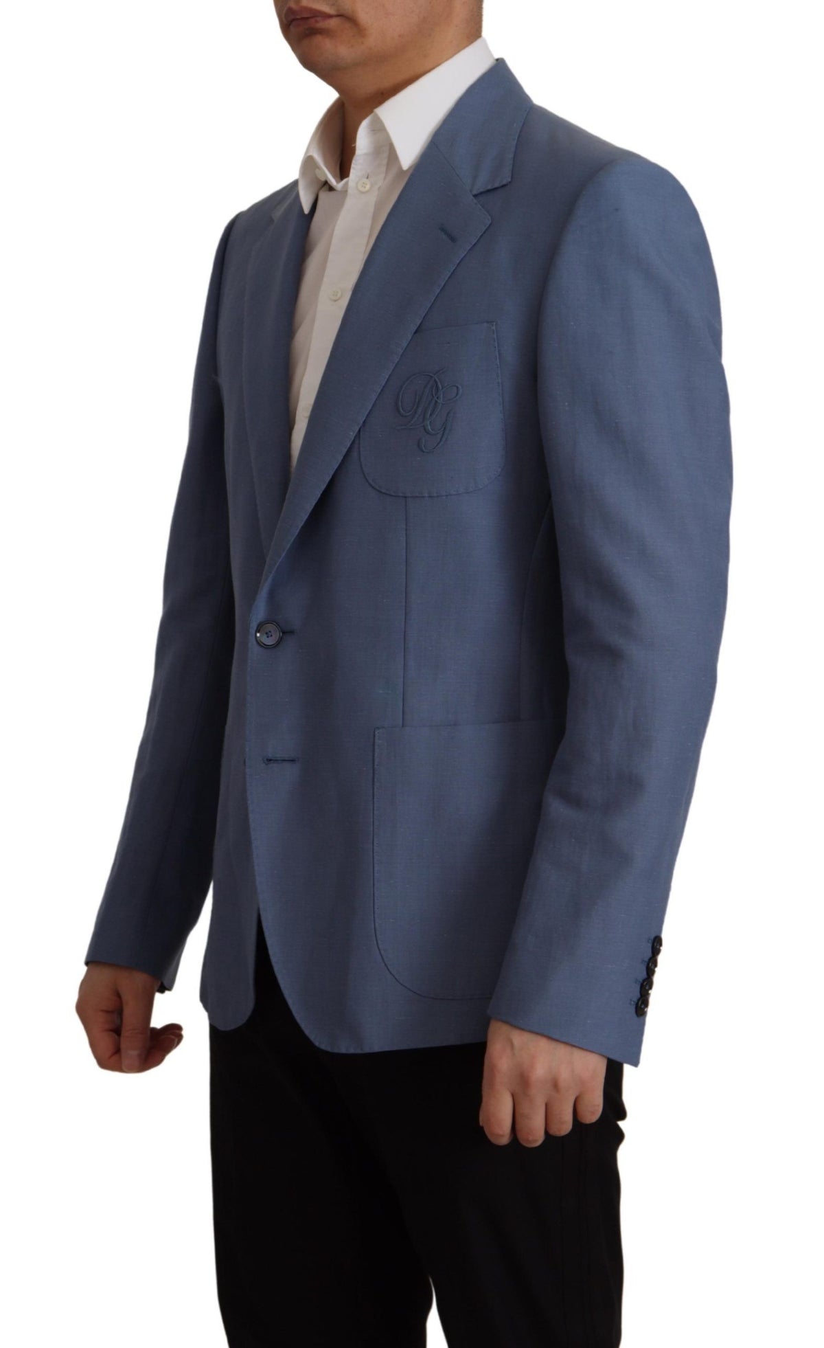 Veste Blazer Bleu Droite à Logo Dolce & Gabbana
