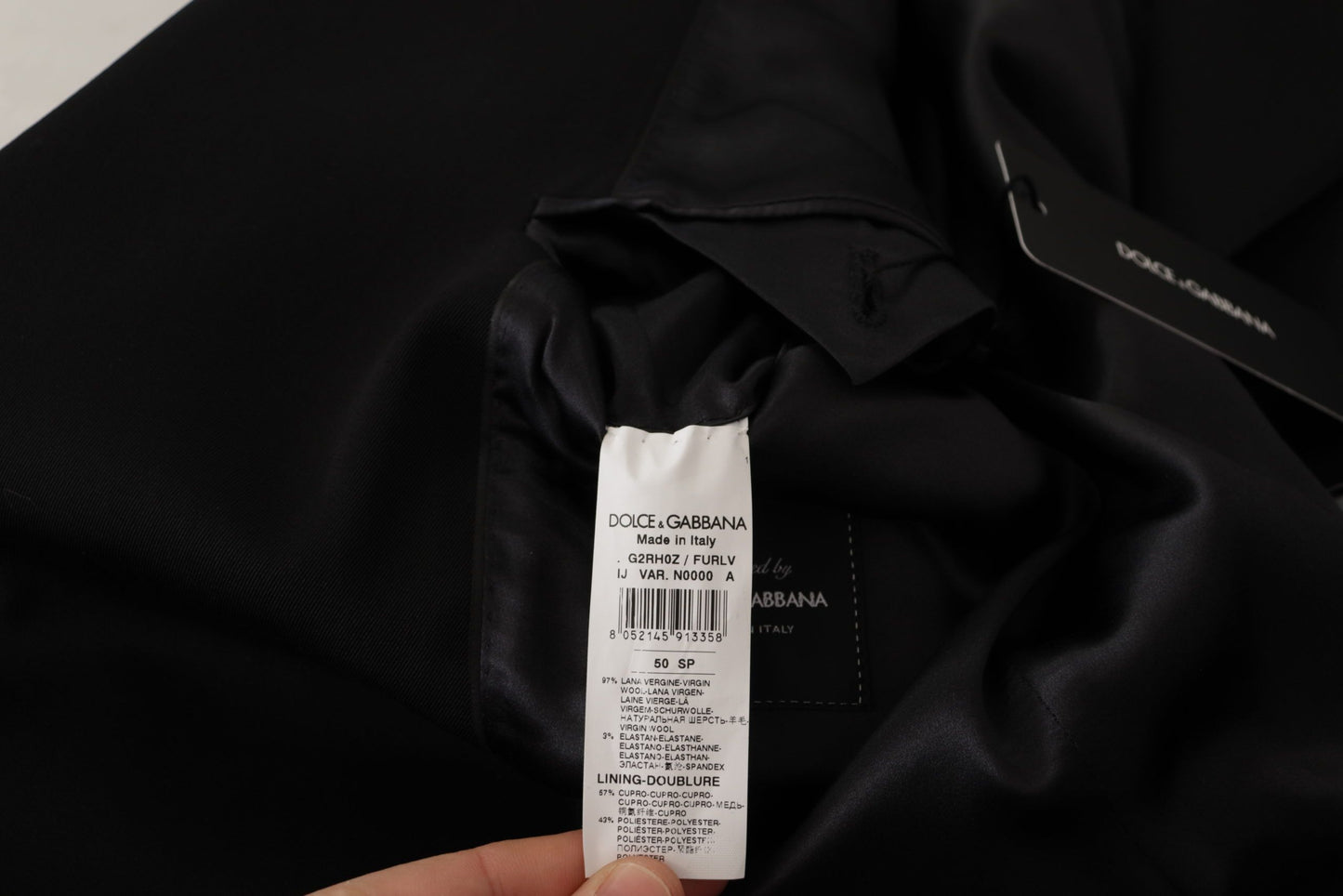 Veste blazer Dolce & Gabbana noire en laine, simple boutonnage
