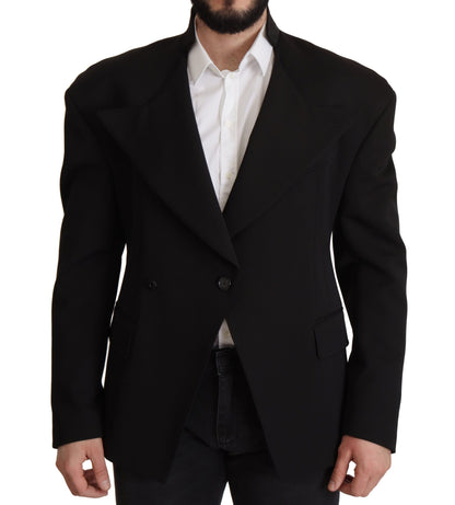 Veste blazer Dolce & Gabbana noire en laine, simple boutonnage