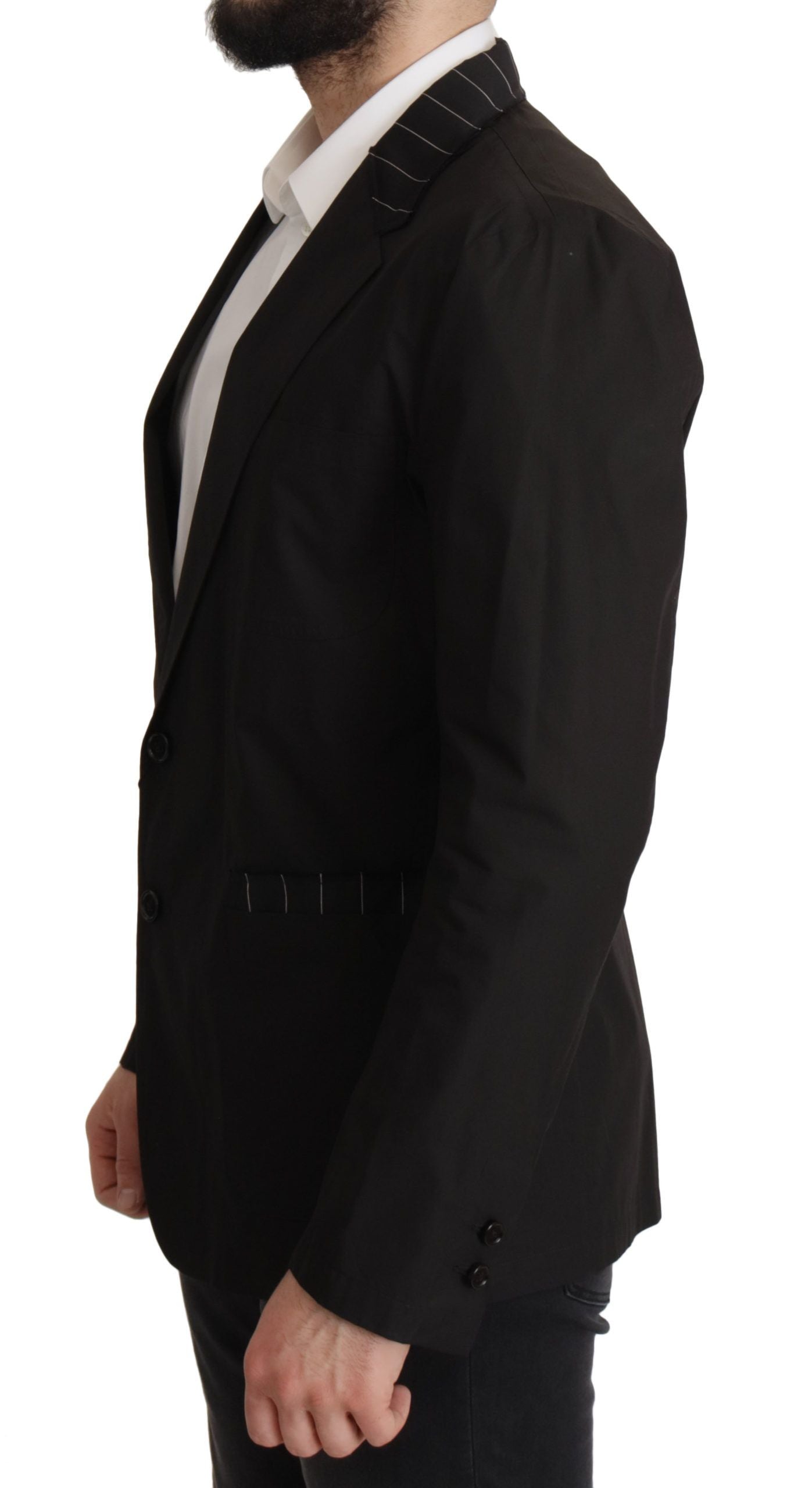 Veste de blazer Dolce & Gabbana noire en coton à simple boutonnage