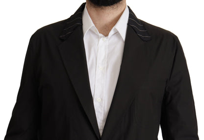 Veste de blazer Dolce & Gabbana noire en coton à simple boutonnage