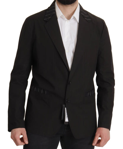 Veste de blazer Dolce & Gabbana noire en coton à simple boutonnage