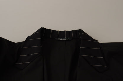 Veste de blazer Dolce & Gabbana noire en coton à simple boutonnage