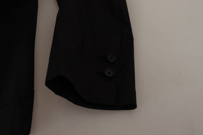 Veste de blazer Dolce & Gabbana noire en coton à simple boutonnage