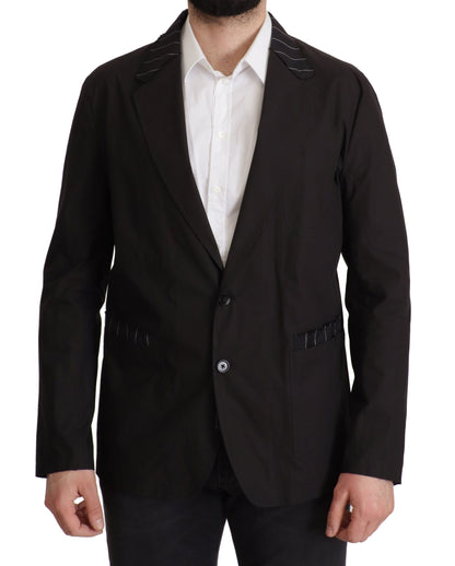 Veste de blazer Dolce & Gabbana noire en coton à simple boutonnage