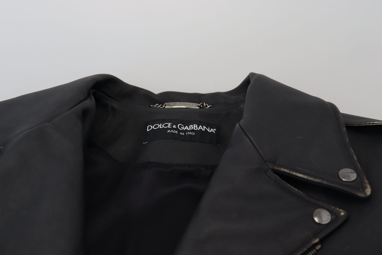 Veste de motard Dolce & Gabbana en cuir noir avec fermeture éclair