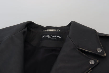 Veste de motard Dolce & Gabbana en cuir noir avec fermeture éclair