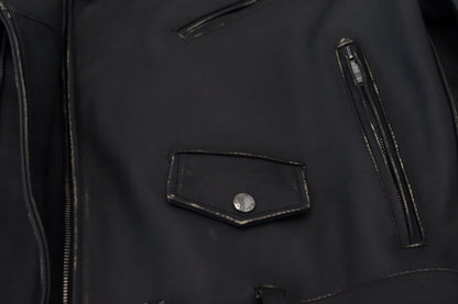 Veste de motard Dolce & Gabbana en cuir noir avec fermeture éclair