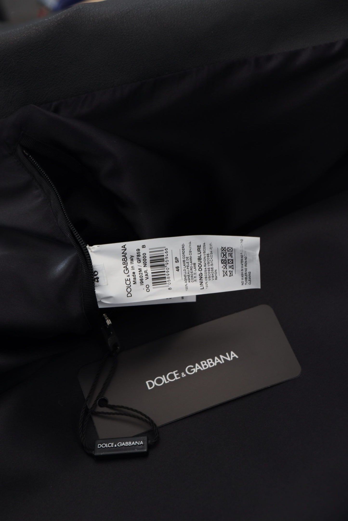 Veste de motard Dolce & Gabbana en cuir noir avec fermeture éclair