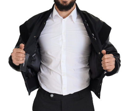 Dolce & Gabbana Chaqueta de nailon negro con botones de cristales