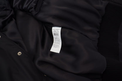 Dolce & Gabbana Chaqueta de nailon negro con botones de cristales