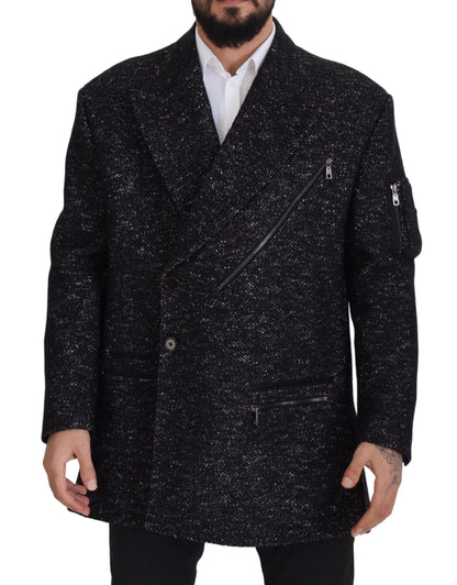 Veste Homme Croisée en Laine Noire Dolce & Gabbana