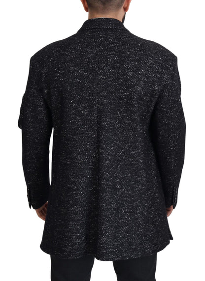 Veste Homme Croisée en Laine Noire Dolce & Gabbana