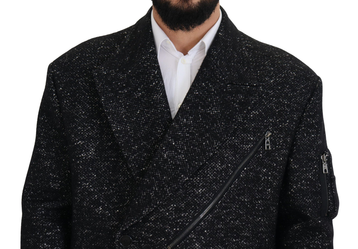 Veste Homme Croisée en Laine Noire Dolce & Gabbana