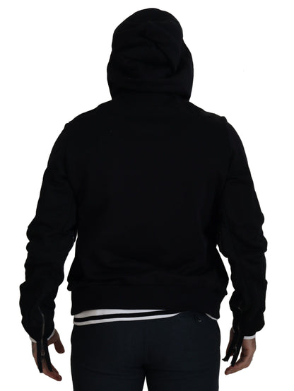 Chaqueta con capucha y cremallera completa de poliéster negro Dolce & Gabbana