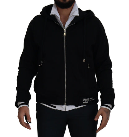 Chaqueta con capucha y cremallera completa de poliéster negro Dolce & Gabbana
