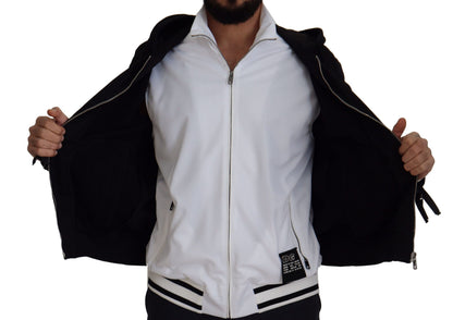 Chaqueta con capucha y cremallera completa de poliéster negro Dolce & Gabbana