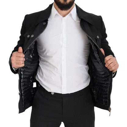 Chaqueta con cuello y cremallera completa de lana negra de Dolce & Gabbana