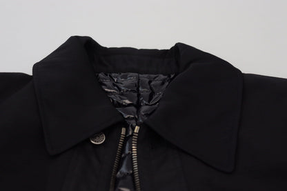 Chaqueta con cuello y cremallera completa de lana negra de Dolce & Gabbana