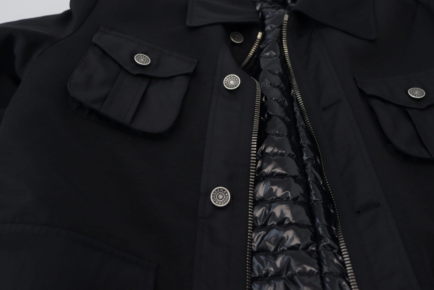 Chaqueta con cuello y cremallera completa de lana negra de Dolce & Gabbana