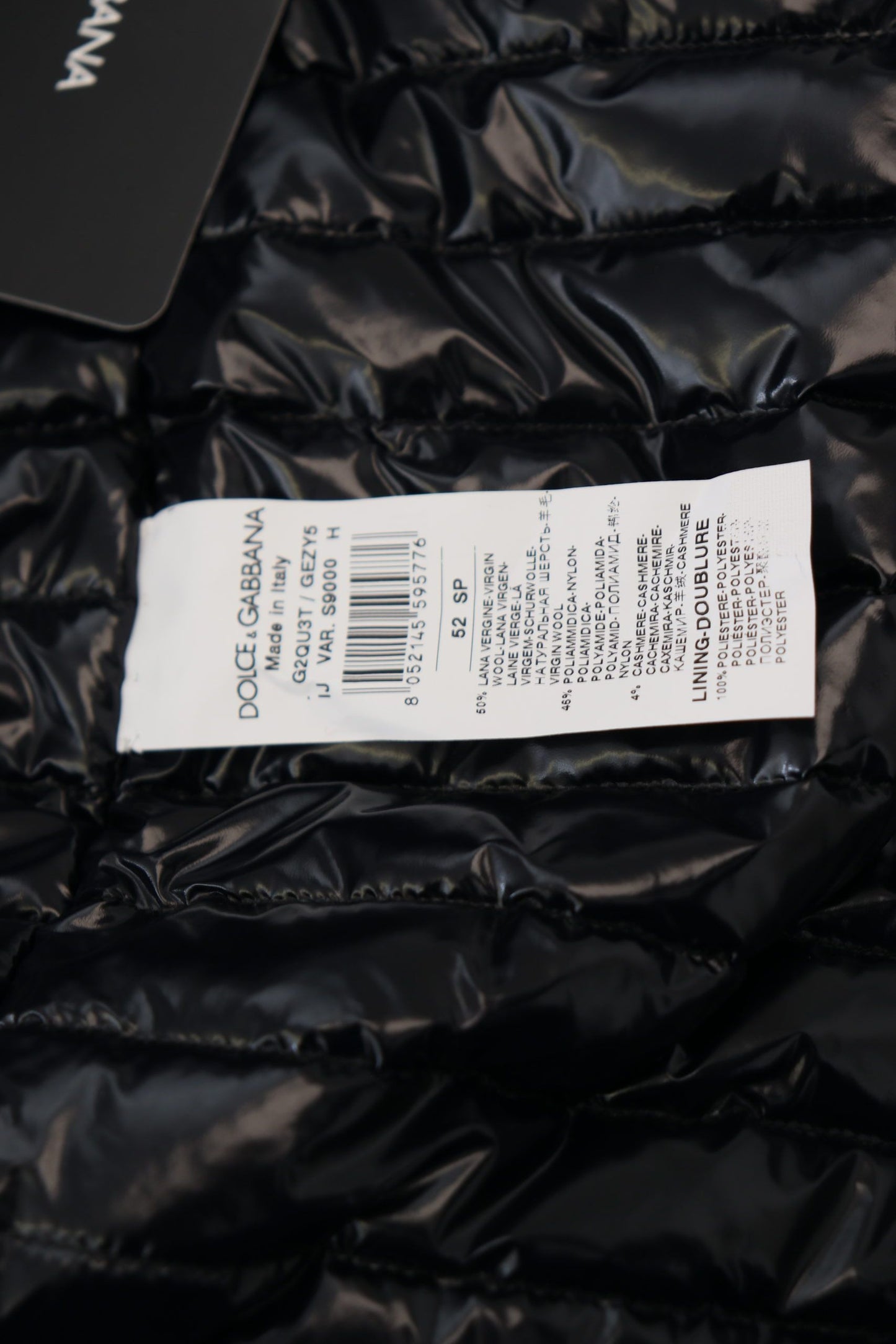 Chaqueta con cuello y cremallera completa de lana negra de Dolce & Gabbana