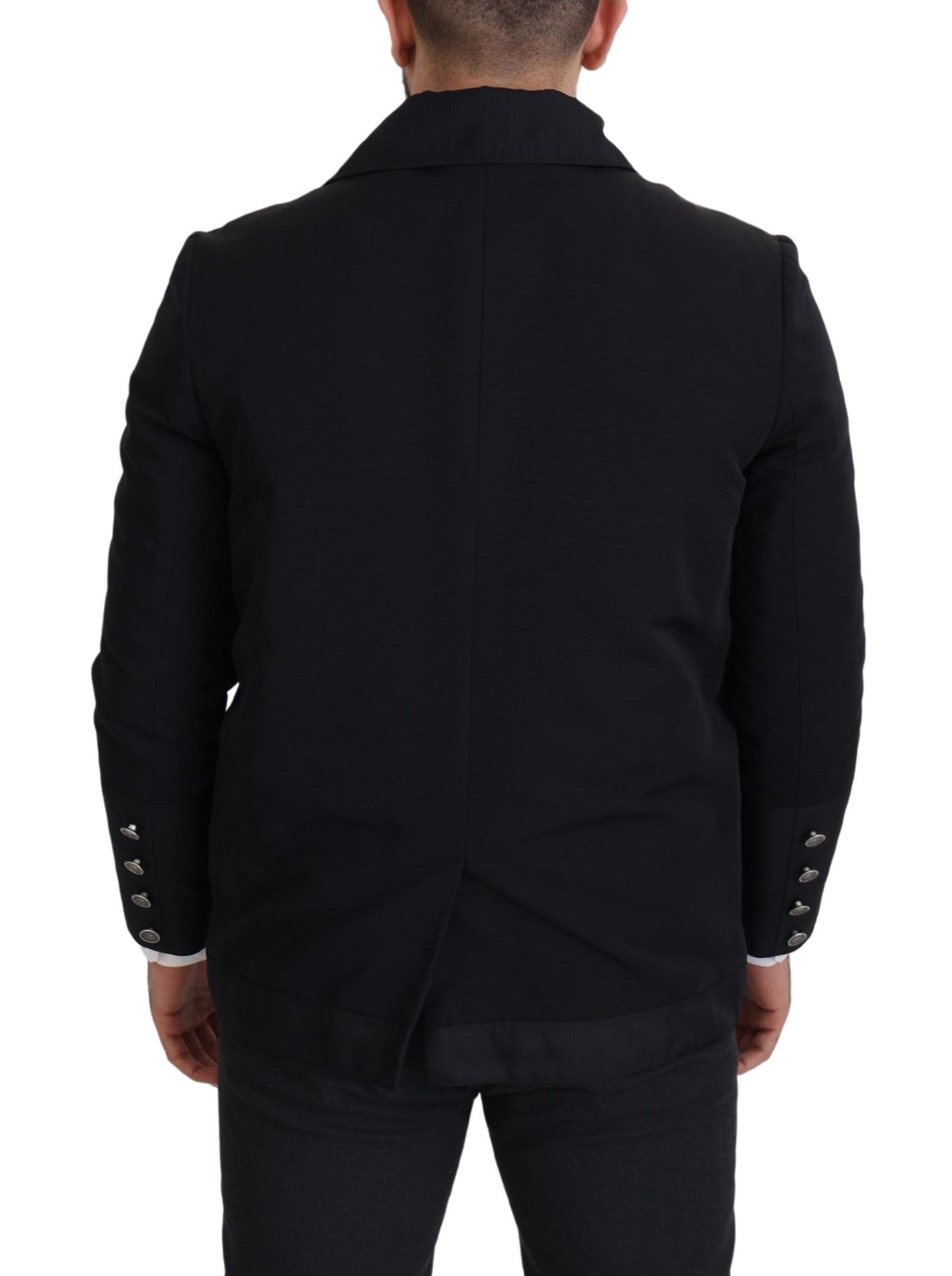 Chaqueta con cuello y cremallera completa de lana negra de Dolce & Gabbana