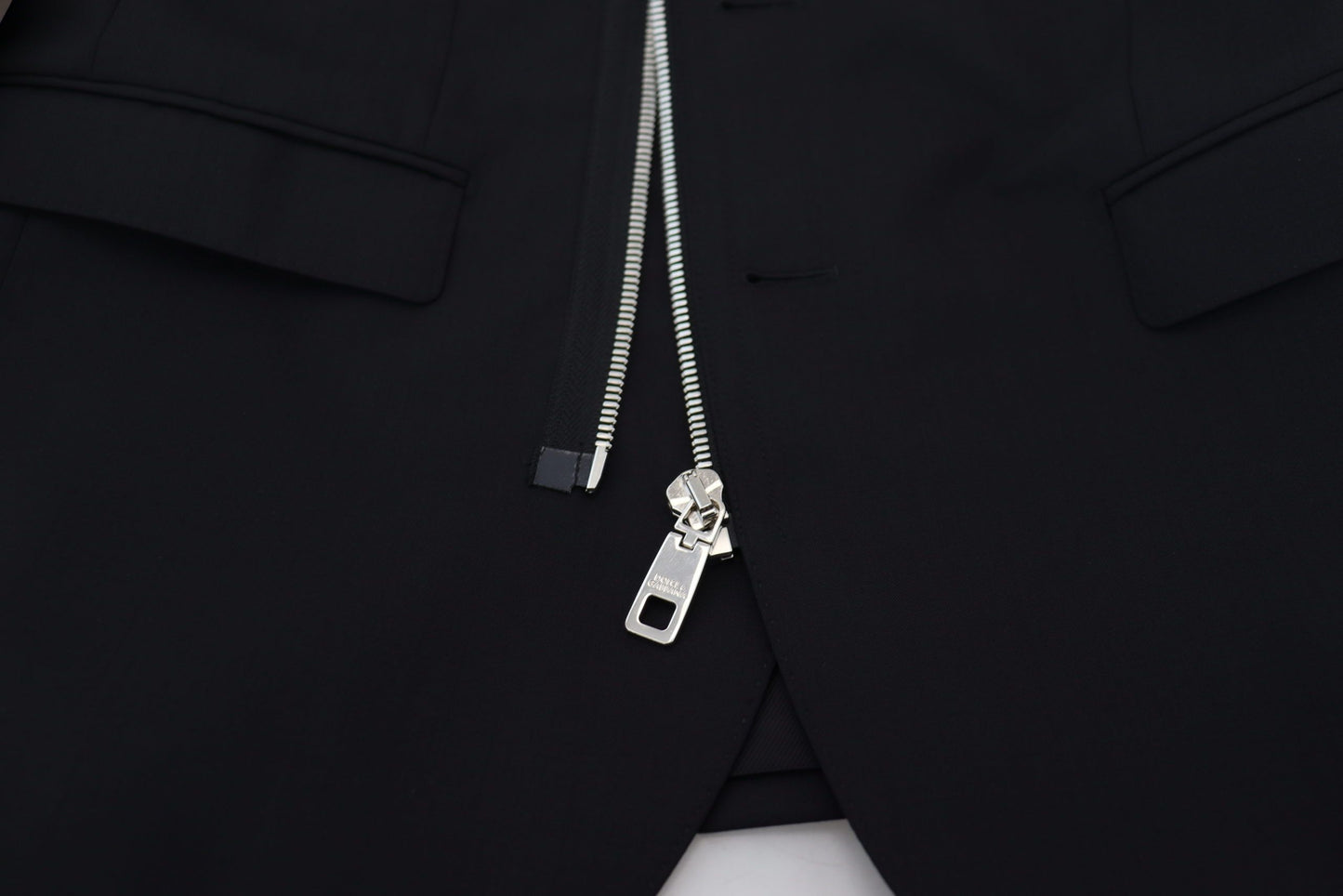 Veste Dolce & Gabbana en Laine Noire à Manches Longues Entièrement Zippée