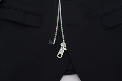 Veste Dolce & Gabbana en Laine Noire à Manches Longues Entièrement Zippée